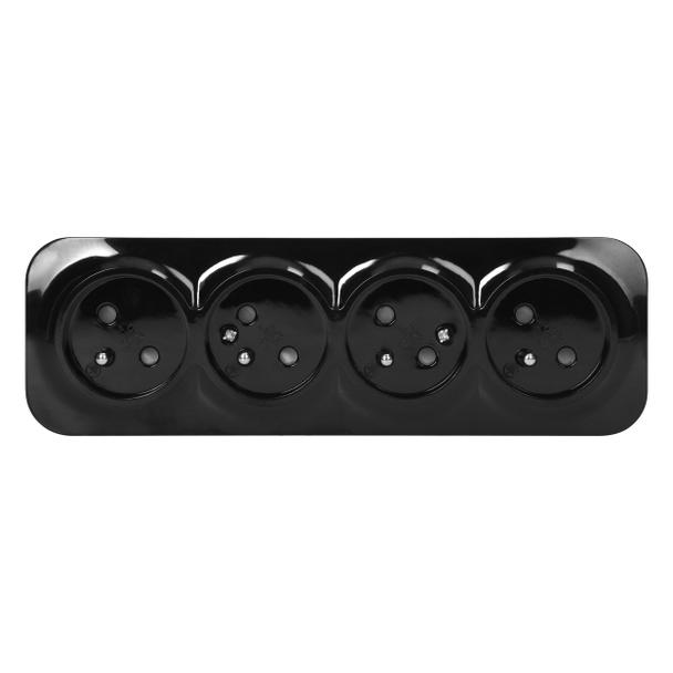 Gniazdo poczwórne natynkowy ToDo 2P+Z IP20, 16A, 230V AC, 16A, 230V AC, czarny