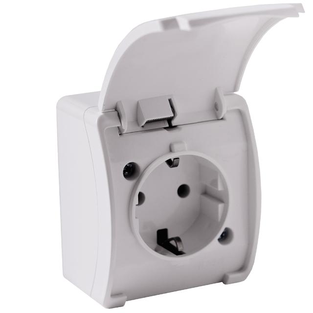 Gniazdo pojedyncze Schuko AQUATIC IP44 biały 10 szt. OR-OE-7105(GS)/W/10 ORNO