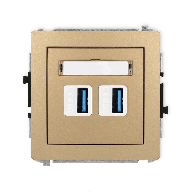 DECO Mechanizm gniazda podwójnego 2xUSB A-A 3.0 złoty metalik