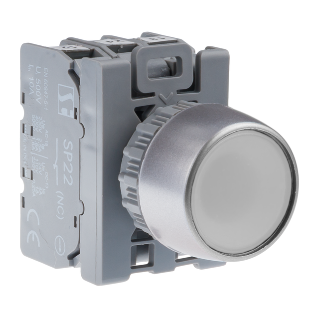 PRZYCISK KRYTY PODŚW BIAŁY.1 ZW. PIERŚCIEŃ NIKLOWANY