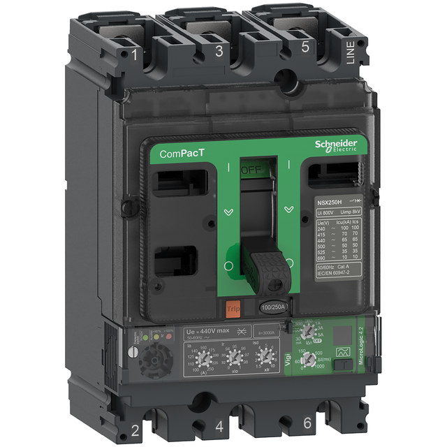 Wyłącznik mocy ComPacT NSX NSX160H Mic4.2 100A 3P 70kA Vigi C16H34V100 Schneider