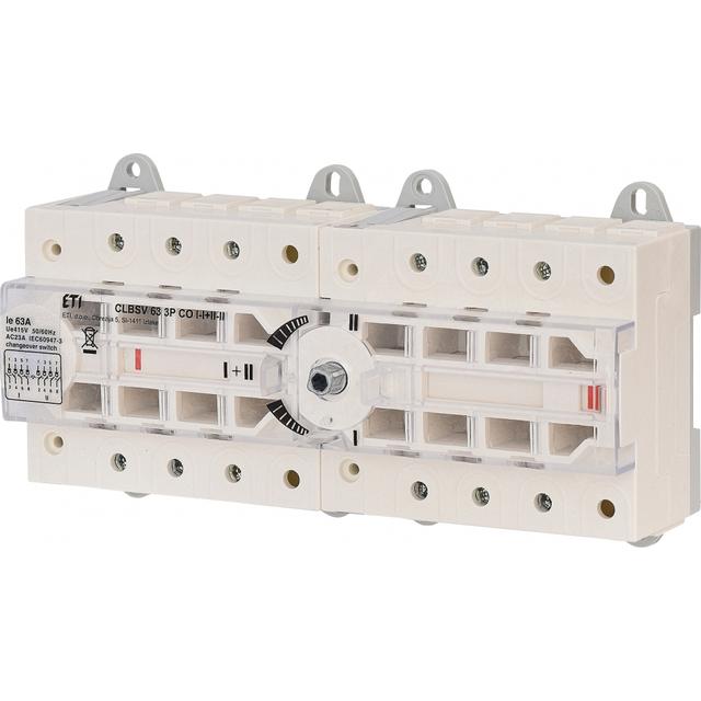 Przełącznik I-I+II-II z widoczną przerwą CLBSV 63 3P CO I-I+II-II 004661893 ETI
