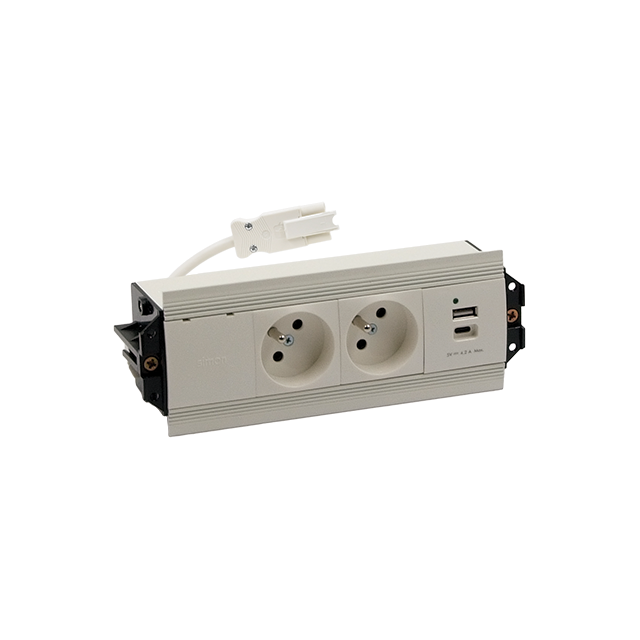 "Simon 480 TS48-510E20B00-33 Indesk 2 gn. typ E + ładowarka USB typ A+C