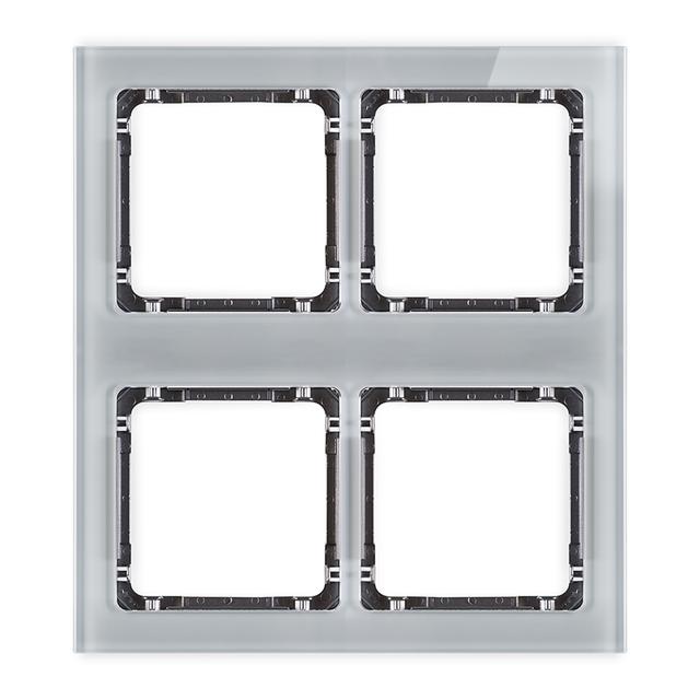 DECO Ramka modułowa 4 krotna (2 poziom, 2 pion) - efekt szkła (ramka szara; spód grafitowy)