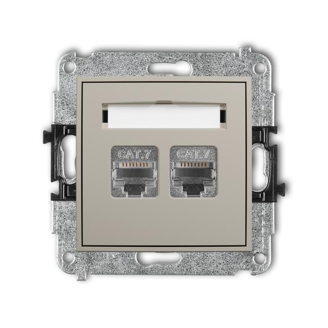 ICON Mechanizm gniazda komputerowego podwójnego 2xRJ45, kat. 7, ekranowany, 8-stykowy taupe