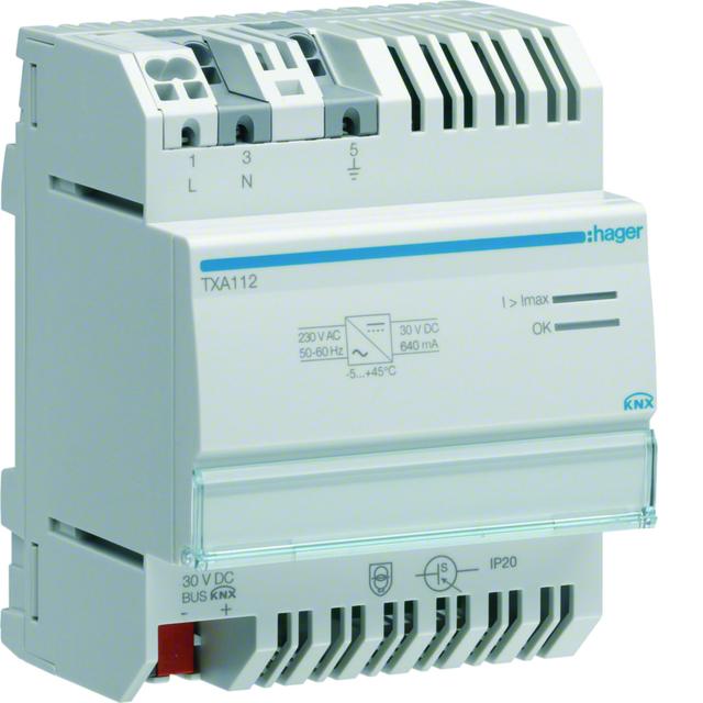 KNX e/s Zasilacz KNX 1 x 30V DC 640mA TXA112 HAGER