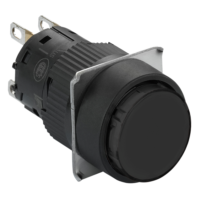 Harmony XB6 Kompletny przycisk Czarny Płaski 1 CO Złącze Faston 16mm Plastikowy XB6EAA21P Schneider