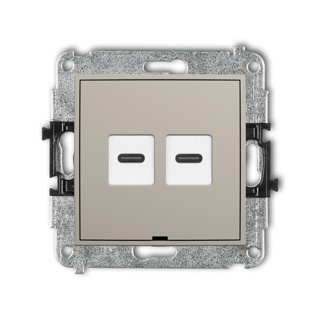 ICON Gniazdo podwójne 2xUSB typ C-C taupe 60IGUSBBO-8 KARLIK
