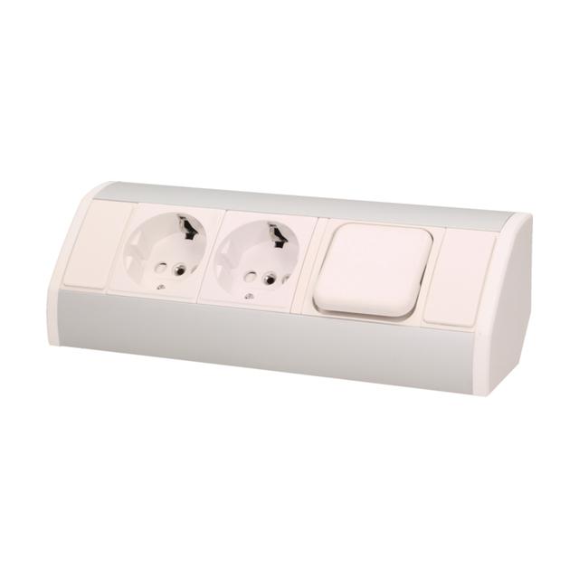 Gniazdo meblowe z wyłącznikiem schuko biało-srebrne OR-GM-9002/W-G(GS) ORNO