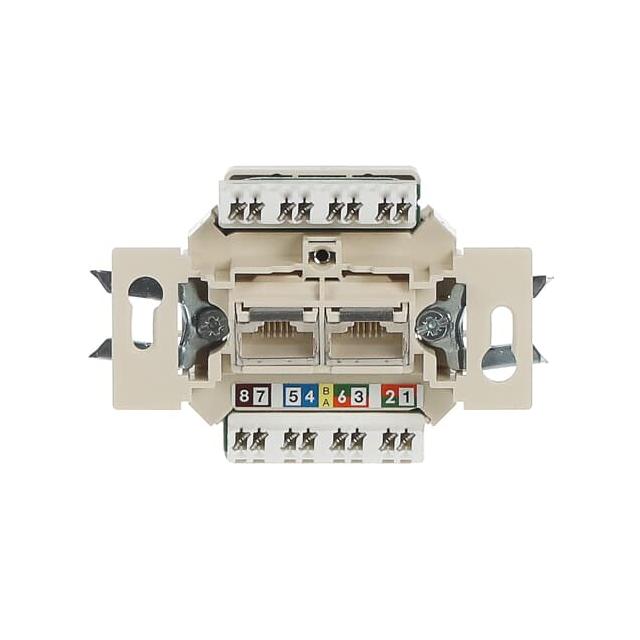 GNIAZDO PRZYŁĄCZENIOWE UAE, RJ45 KAT. 5E NIEEKRANOWANE, Z POKRYWĄ KĄTOWĄ, 2 NIEZALEŻNE ZŁĄCZA 8-PINO 2CKA000230A0470 ABB