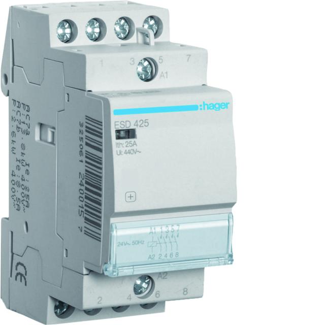 Stycznik modułowy 24V AC 4Z 25A AC-7A B ESD425 HAGER