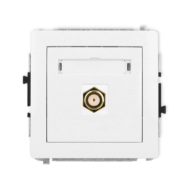 DECO Mechanizm gniazda antenowego pojedynczego typu F (SAT) pozłacany biały