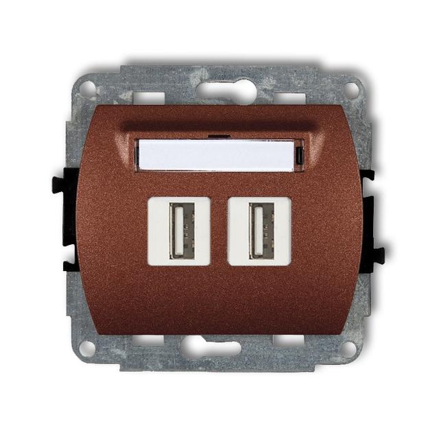 TREND Mechanizm gniazda podwójnego 2xUSB A-A 3.0 brązowy metalik