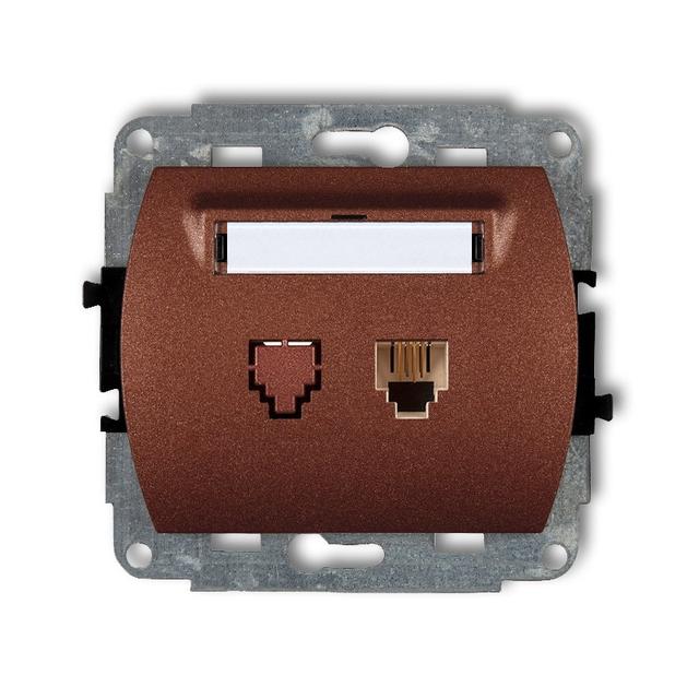 TREND Mechanizm gniazda telefonicznego pojedynczego 1xRJ11, 4-stykowy brązowy metalik