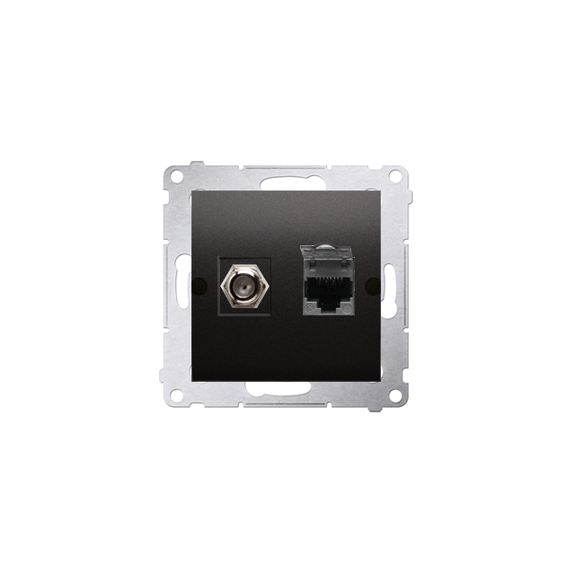 Simon 54 Gniazdo antenowe typu F+RJ45 kat.6 antracyt