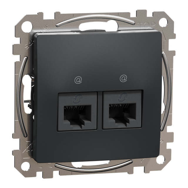 Sedna Design & Elements Gniazdo komputerowe podwójne RJ45 kat. 5e UTP czarny antracyt  SDD114452 Schneider