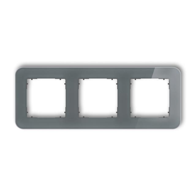 ICON Ramka uniwersalna potrójna zaokrąglona - efekt szkła (ramka: grafitowa; spód: grafitowy mat) gr