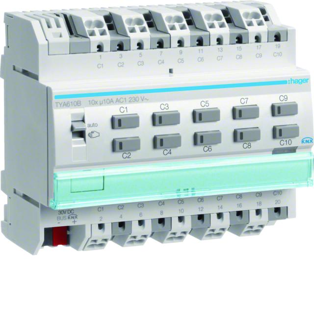 KNX s Sterownik załączający / żaluzjowy 10 A 10-/5-kr 6 mod TYA610B HAGER