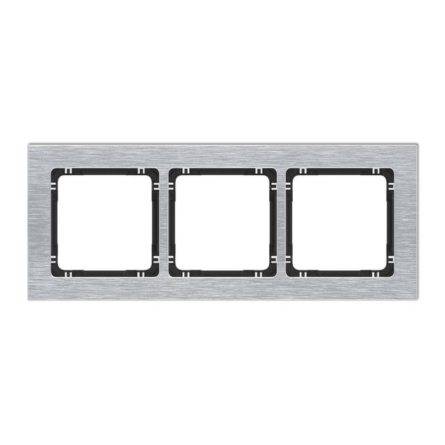 DECO Ramka uniwersalna potrójna - aluminium szczotkowane (ramka: srebrna; spód: czarny) srebrny