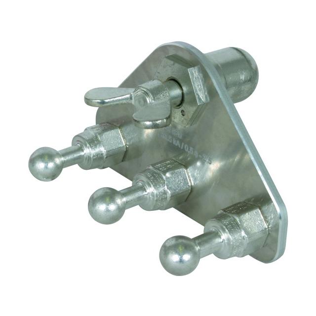 Płyta przyłączenia uziemienia z zaciskiem kołpakowym i 3 kulowymi punktami mocowania fi 20 mm