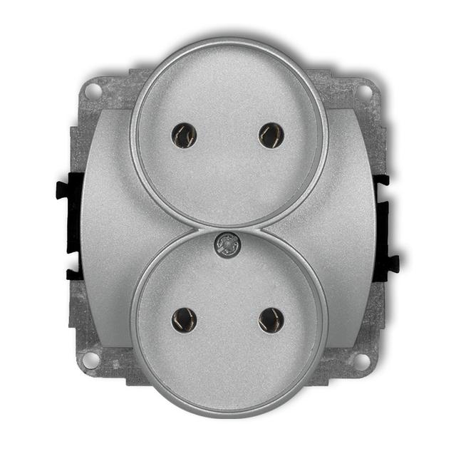 TREND Mechanizm gniazda podwójnego do ramki poziomej bez uziemienia 2x2P (przesłony torów prądowych)