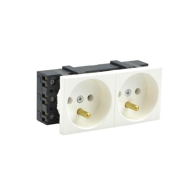 Gniazdo elektryczne bez blokady 2x230V, białe