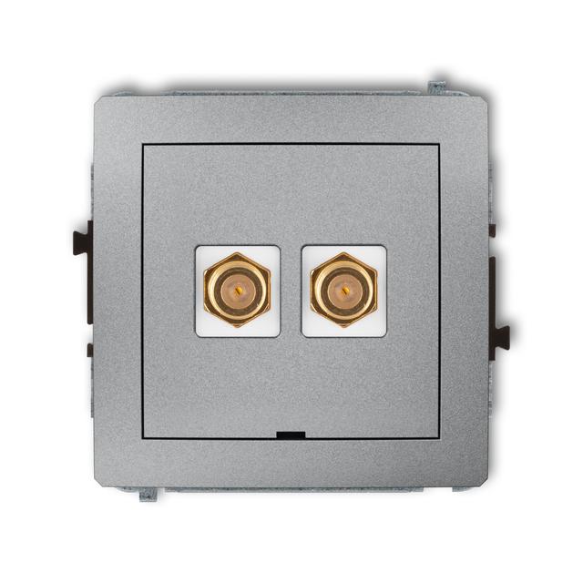 DECO Mechanizm gniazda antenowego podwójnego typu F (SAT) pozłacany, bez pola opisowego srebrny meta