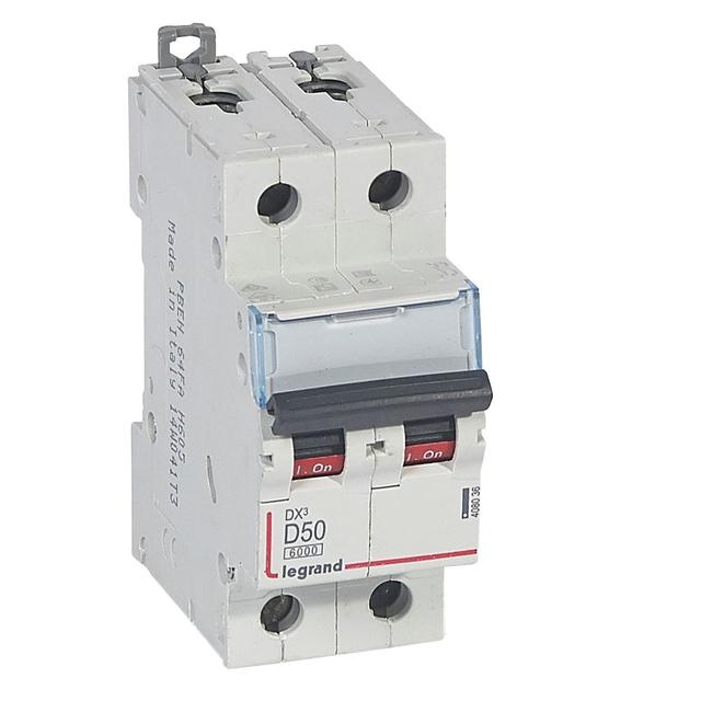 Wyłącznik Nadprądowy S 302 2P D50A 6kA DX3 408036 LEGRAND