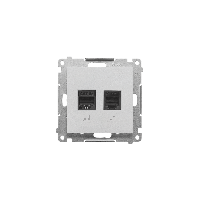 Simon 55 Gniazdo komputerowe RJ45 kategoria 5e+telefoniczne RJ12 Aluminium mat