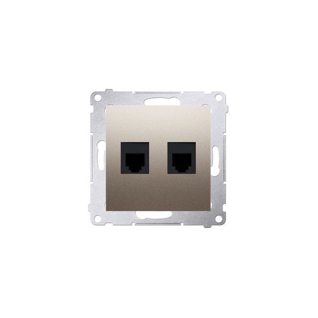 Simon 54 Gniazdo telefoniczne podwójne RJ12 złoty mat