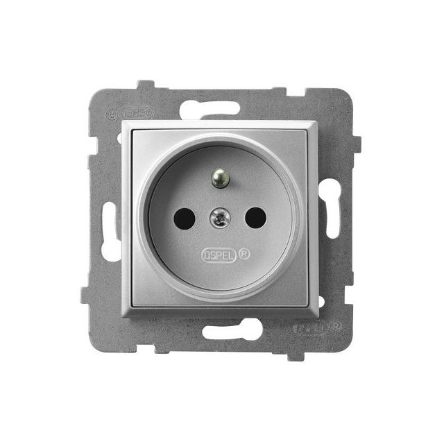 ARIA Gniazdo pojedyncze z uziemieniem - kolor srebro