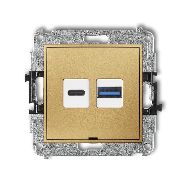 ICON Ładowarka USB podwójna USB C + USB A, 20W max., bez pola opisowego złoty 29ICUSBBO-8 KARLIK