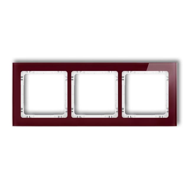 DECO Ramka uniwersalna potrójna - efekt szkła (ramka: bordowa; spód: biały)
