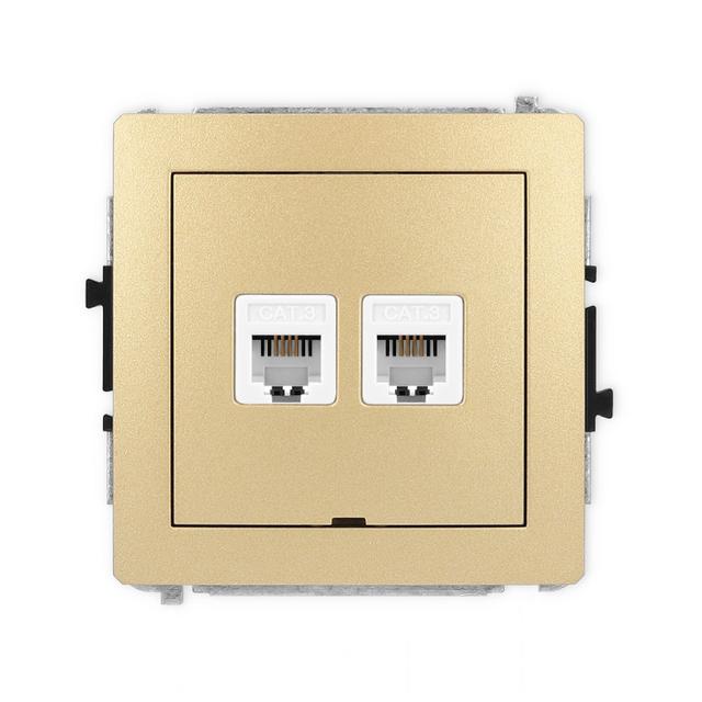DECO Mechanizm gniazda telefonicznego podwójnego 2xRJ11, 4-stykowy, beznarzędziowe, bez pola opisowe