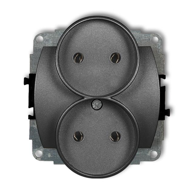 TREND Mechanizm gniazda podwójnego do ramki poziomej bez uziemienia 2x2P (przesłony torów prądowych)