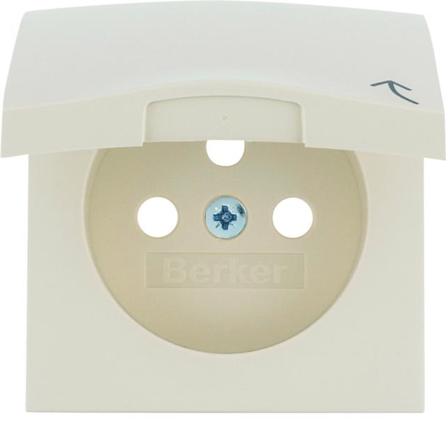 BERKER B.Kwadrat Płytka czołowa do gniazda z uziemieniem z pokrywą krem 3965898992 HAGER