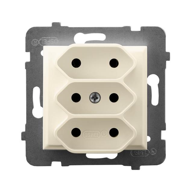 ARIA Gniazdo potrójne EURO - kolor ecru