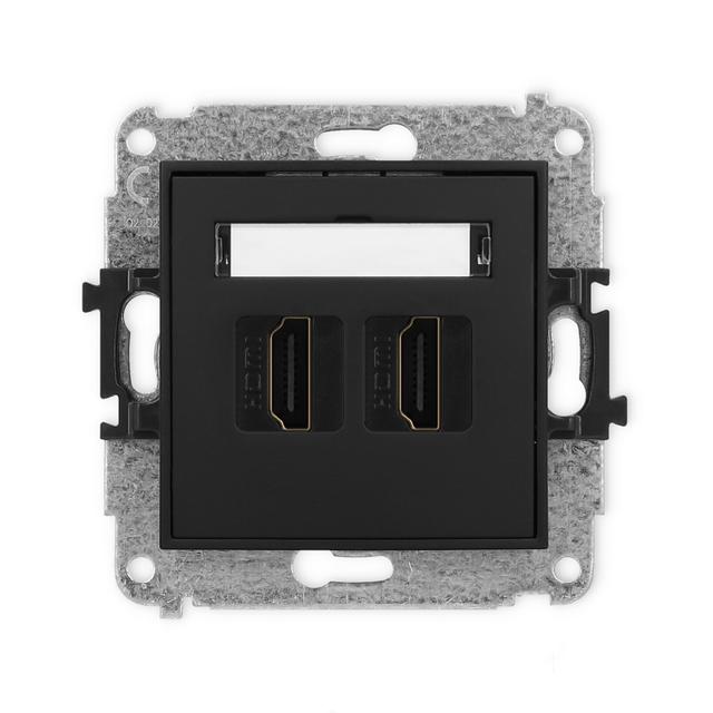 MINI Mechanizm gniazda podwójnego HDMI 2.0 czarny mat