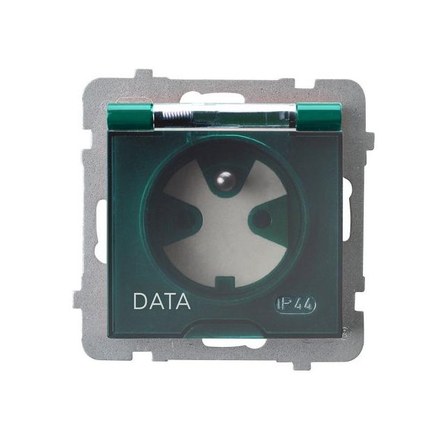 AS Gniazdo bryzgoszczelne z uziemieniem DATA z kluczem uprawniającym IP44 klapka przezroczysta kolor zielony GPH-1GZK/m/12/d OSPEL