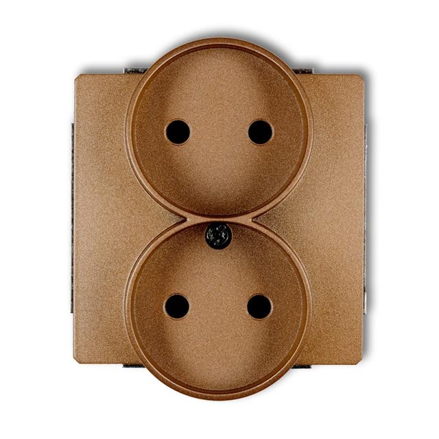 DECO Gniazdo podwójne do ramki DECO Soft bez uziemienia 2x2P (przesłony torów prądowych) złoty metalik 8DGPRSO-2p KARLIK