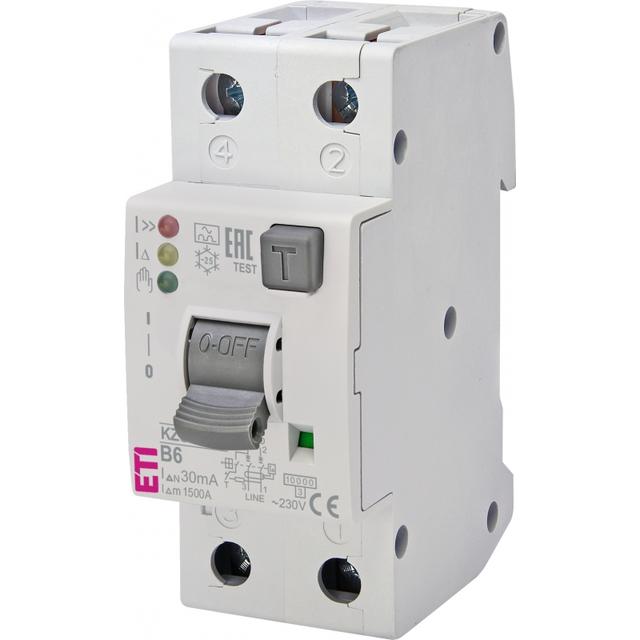 Wyłącznik różnicowonadprądowy KZS-2M2P 1P+N B6A 30mA typ A 002172401 ETI