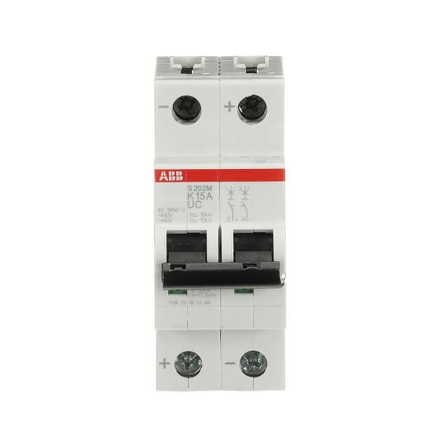 S202M-K15UC Wyłącznik nadprądowy 10kA AC/DC 2P K15A 2CDS272061R0457 ABB