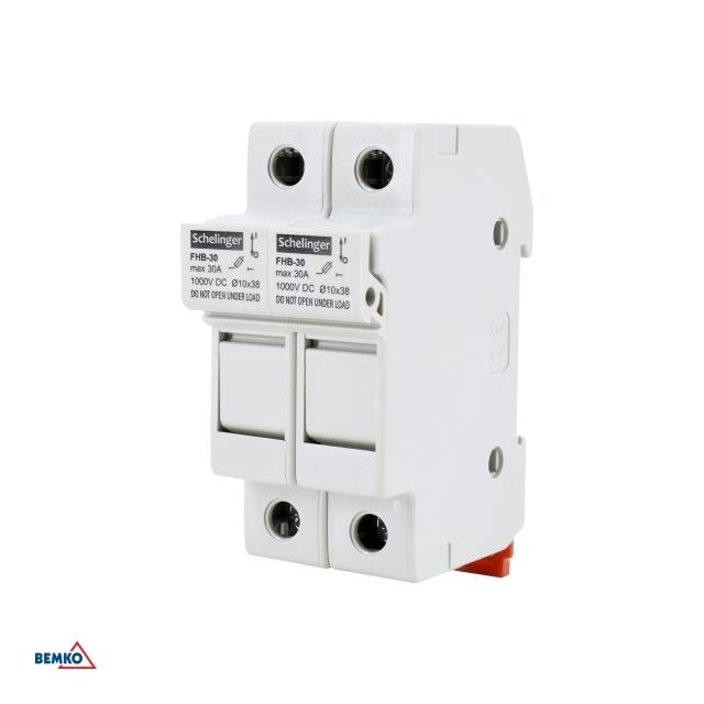 PODSTAWA BEZPIECZNIKOWA 2-POLOWA DO WKŁADEK 10x38 1000V DC MAX. 32A