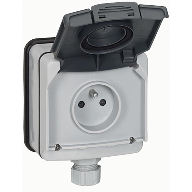 Plexo IP66 Gniazdo Pojedyncze Z Klapką 16A 250 V Komplet Natynkowy 090466 LEGRAND