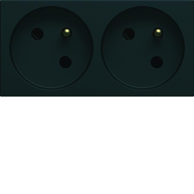 gallery Gniazdo z uziemieniem przelotowe podwójne 2x2P+E 16A 4M czarny WXF422N HAGER