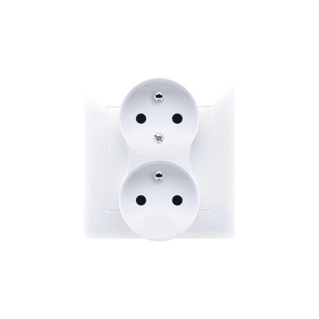 Simon 54 Gniazdo z/u podwójne z funkcją niezm. faz16A z. śrub. monoblok biały