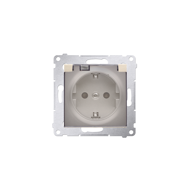 Simon 54 Gniazdo Schuko IP44 z przesłonami z uszczelką ramki 16A z. śrub. klapka transp. złoty mat