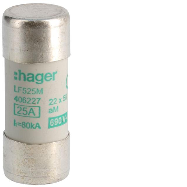 Wkładka bezpiecznikowa cylindryczna CH-22 22x58mm aM 25A 500VAC LF525M HAGER