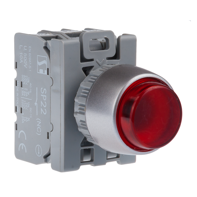 PRZYCISK WYSTAJ PODŚW CZERWONY  1ZW  AC(24V-230V),DC(24V-110V)