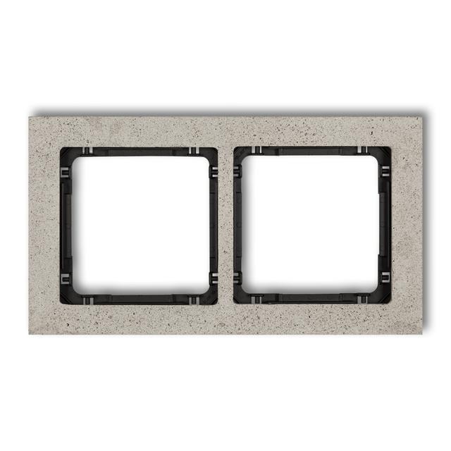 DECO Ramka uniwersalna podwójna - beton (ramka: jasnoszara; spód: czarny)